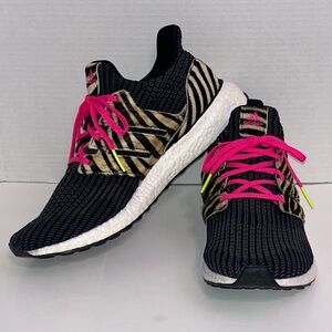 Adidas Ultra Boost Men's 12 Zebra Print Pink Laces‎ Athletic Running Shoes